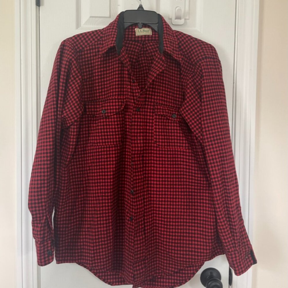 Men's Vintage L.L. Bean Wool Button Up Plaid Long Sleeve